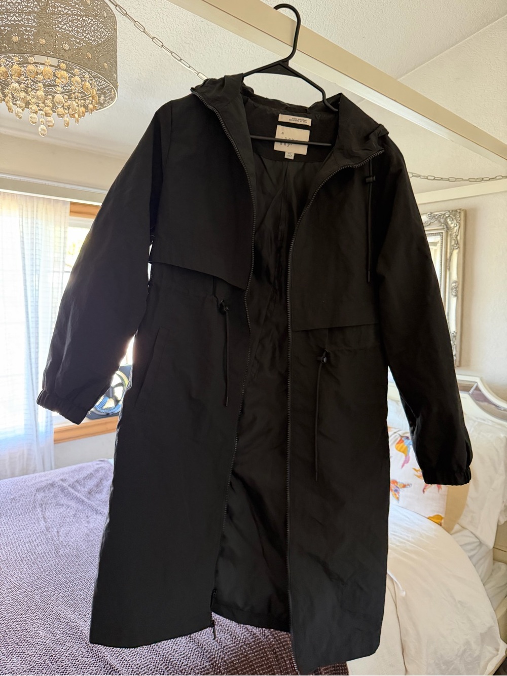 a new day Black Hooded Trench Coat